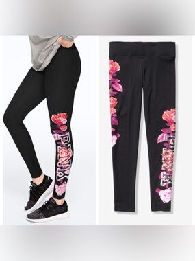 Victoria Secret PINK Women’s Bling Floral Sequin Logo Leggings